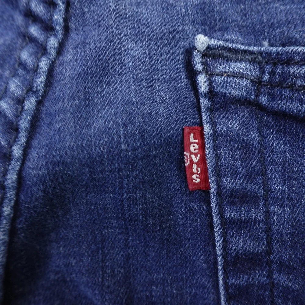 Levis Jeans Mens 36X32 Dark Blue Denim Pants 501 Button Fly Straight Leg Stretch